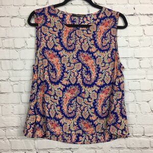Carmela Boutique Paisley Tank Top Short Sleeve Blouse Medium